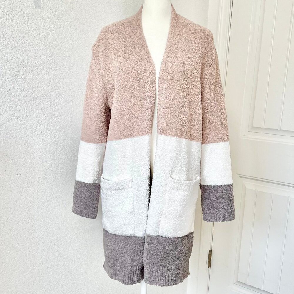 Barefoot Dreams CozyChic Long Weekend Mid-Length Colorblock Pocket Cardigan Sz M - Picture 6 of 13